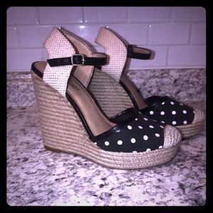 Black and White Polka Dot Lucky Brand Wedges